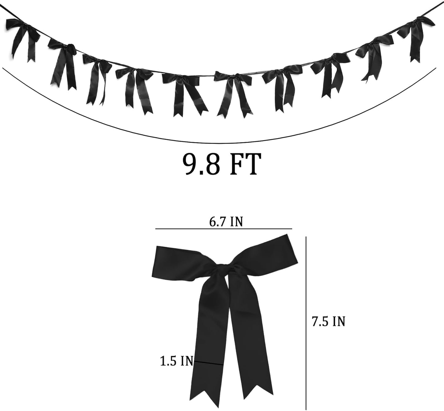 Bow Garland Banner - 10Pcs Pre-Strung Satin Bows for Baby Shower, Birthday, Bridal Shower, Wedding Party Decorations (Yellow)