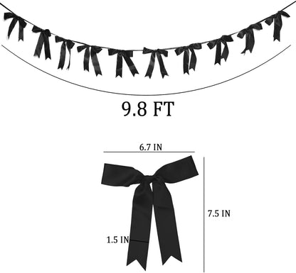 Bow Garland Banner - 10Pcs Pre-Strung Satin Bows for Baby Shower, Birthday, Bridal Shower, Wedding Party Decorations (Yellow)