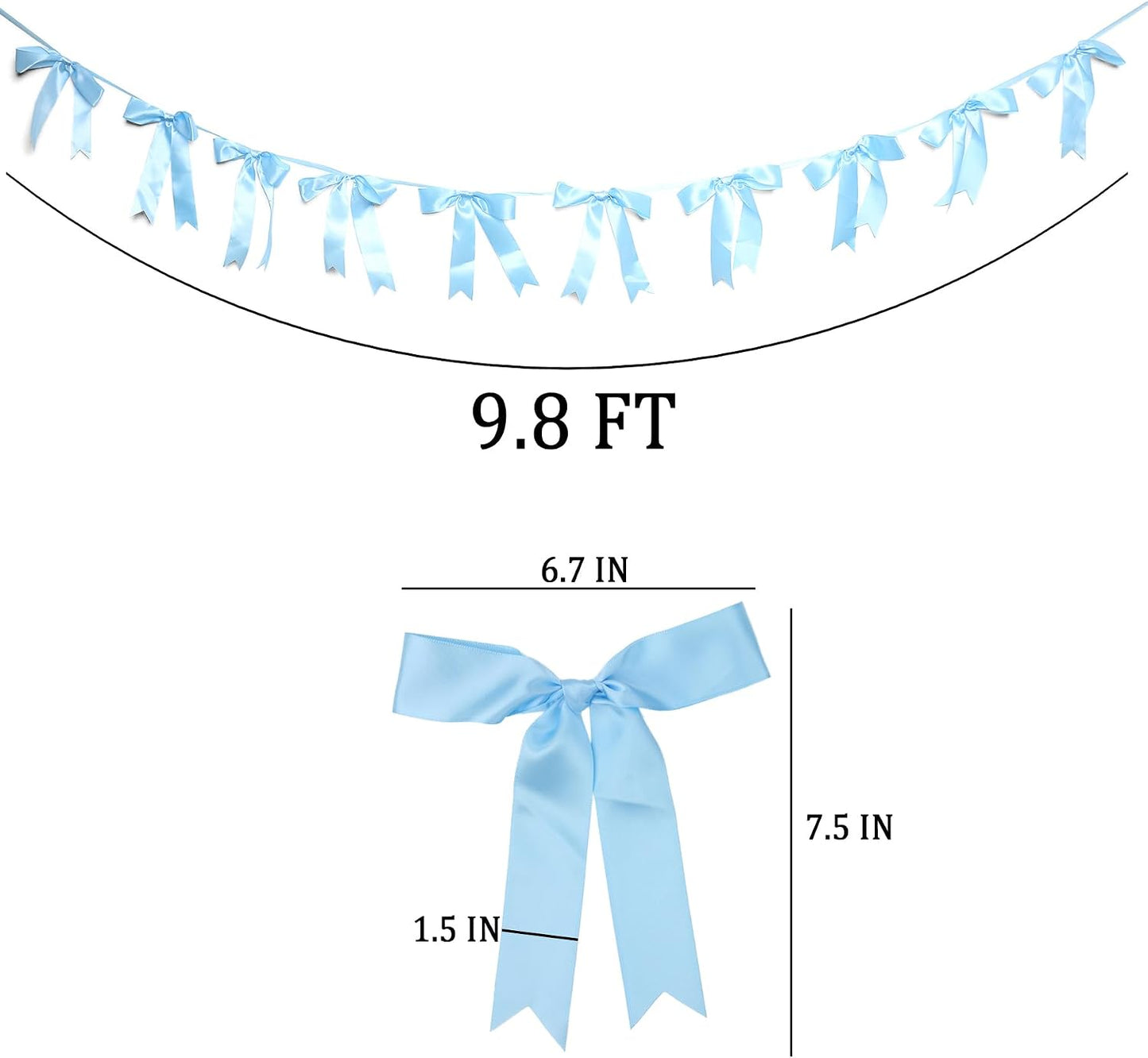 Bow Garland Banner - 10Pcs Pre-Strung Satin Bows for Baby Shower, Birthday, Bridal Shower, Wedding Party Decorations (Yellow)
