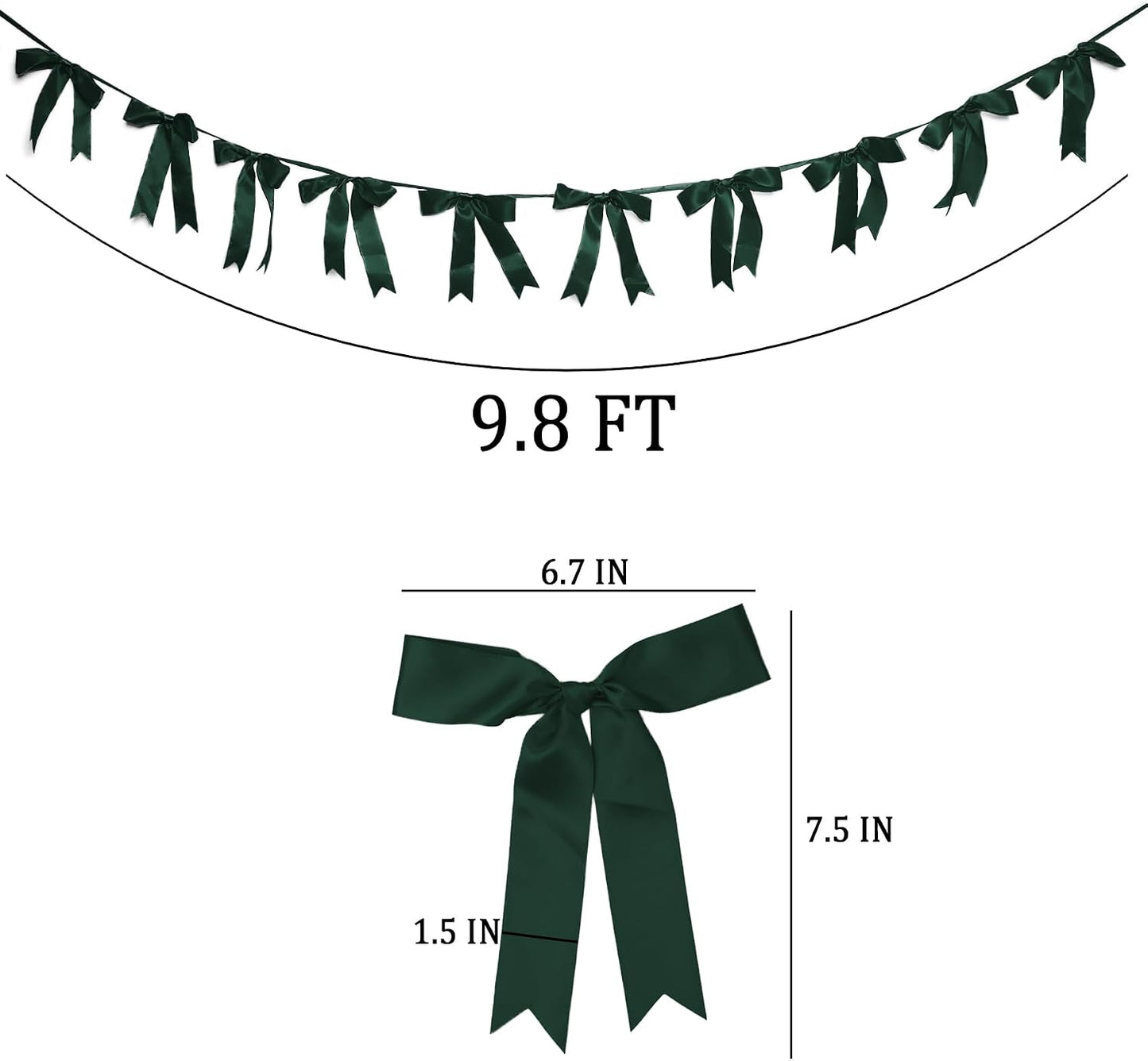 Bow Garland Banner - 10Pcs Pre-Strung Satin Bows for Baby Shower, Birthday, Bridal Shower, Wedding Party Decorations (Yellow)