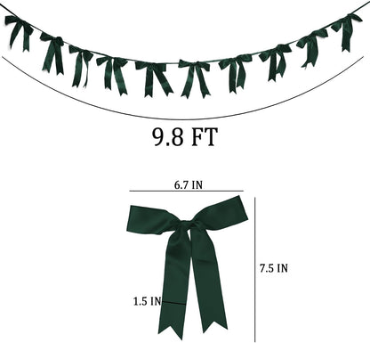 Bow Garland Banner - 10Pcs Pre-Strung Satin Bows for Baby Shower, Birthday, Bridal Shower, Wedding Party Decorations (Yellow)