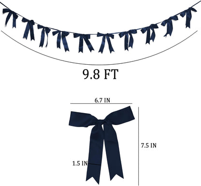 Bow Garland Banner - 10Pcs Pre-Strung Satin Bows for Baby Shower, Birthday, Bridal Shower, Wedding Party Decorations (Yellow)