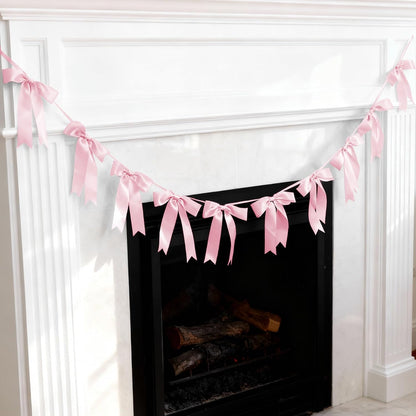 Bow Garland Banner - 10Pcs Pre-Strung Satin Bows for Baby Shower, Birthday, Bridal Shower, Wedding Party Decorations (Yellow)