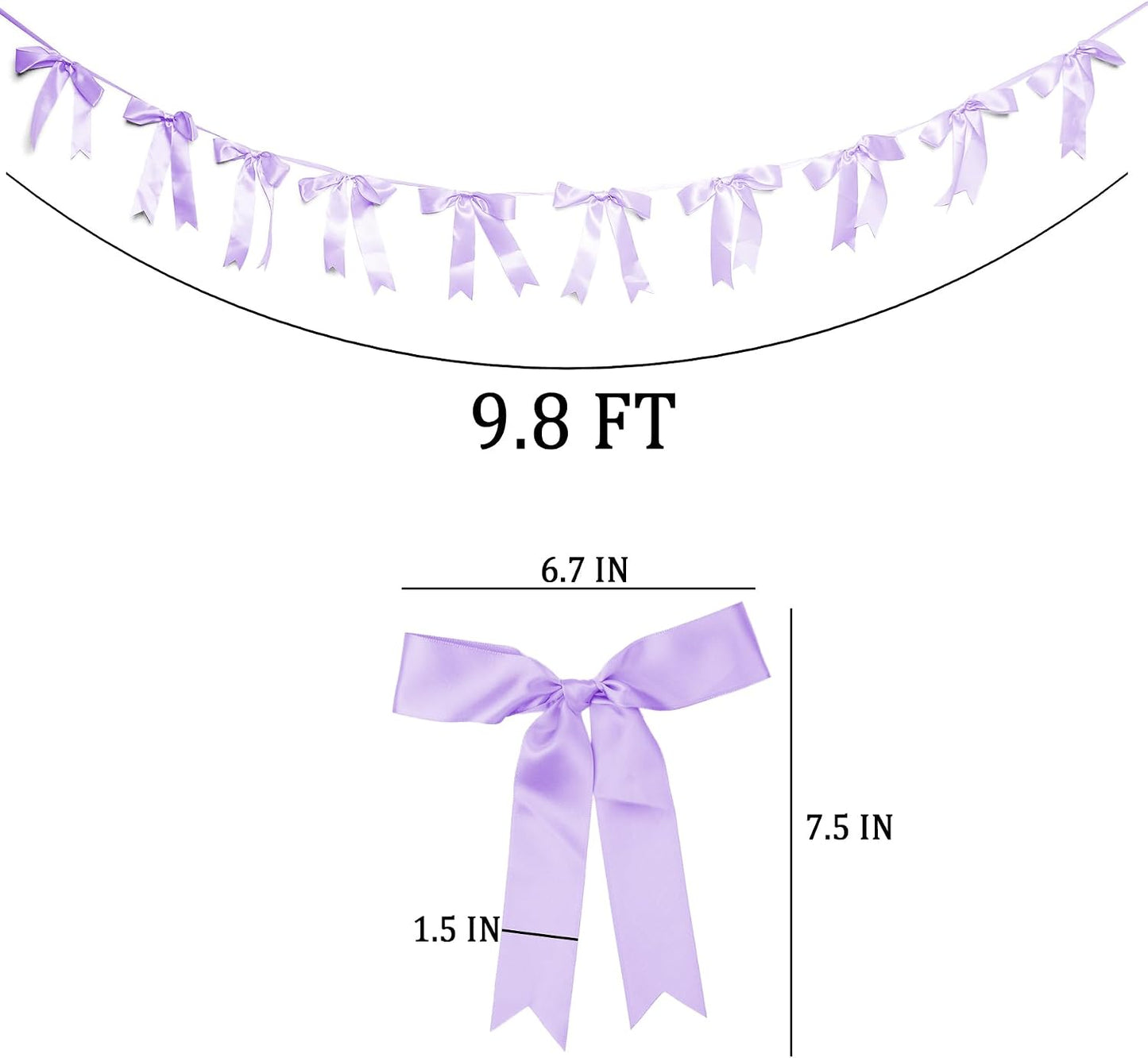 Bow Garland Banner - 10Pcs Pre-Strung Satin Bows for Baby Shower, Birthday, Bridal Shower, Wedding Party Decorations (Yellow)