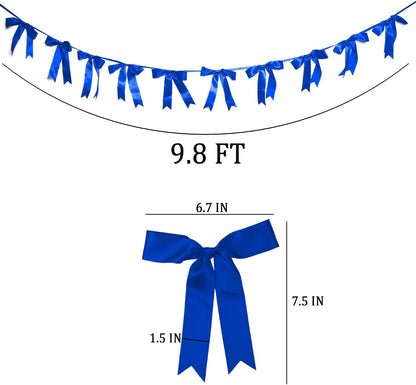 Bow Garland Banner - 10Pcs Pre-Strung Satin Bows for Baby Shower, Birthday, Bridal Shower, Wedding Party Decorations (Yellow)