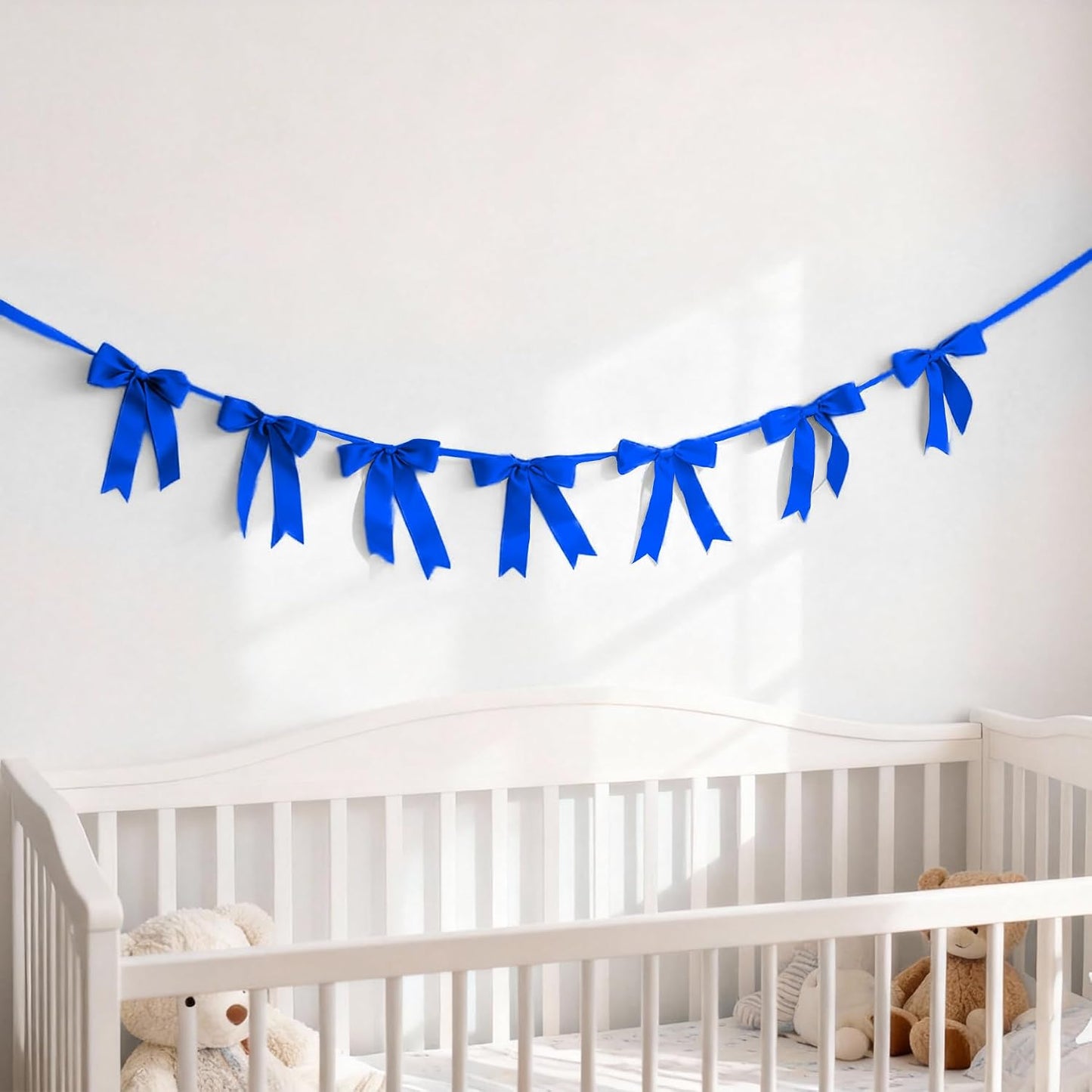 Bow Garland Banner - 10Pcs Pre-Strung Satin Bows for Baby Shower, Birthday, Bridal Shower, Wedding Party Decorations (Yellow)