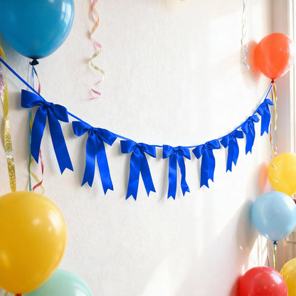 Bow Garland Banner - 10Pcs Pre-Strung Satin Bows for Baby Shower, Birthday, Bridal Shower, Wedding Party Decorations (Yellow)