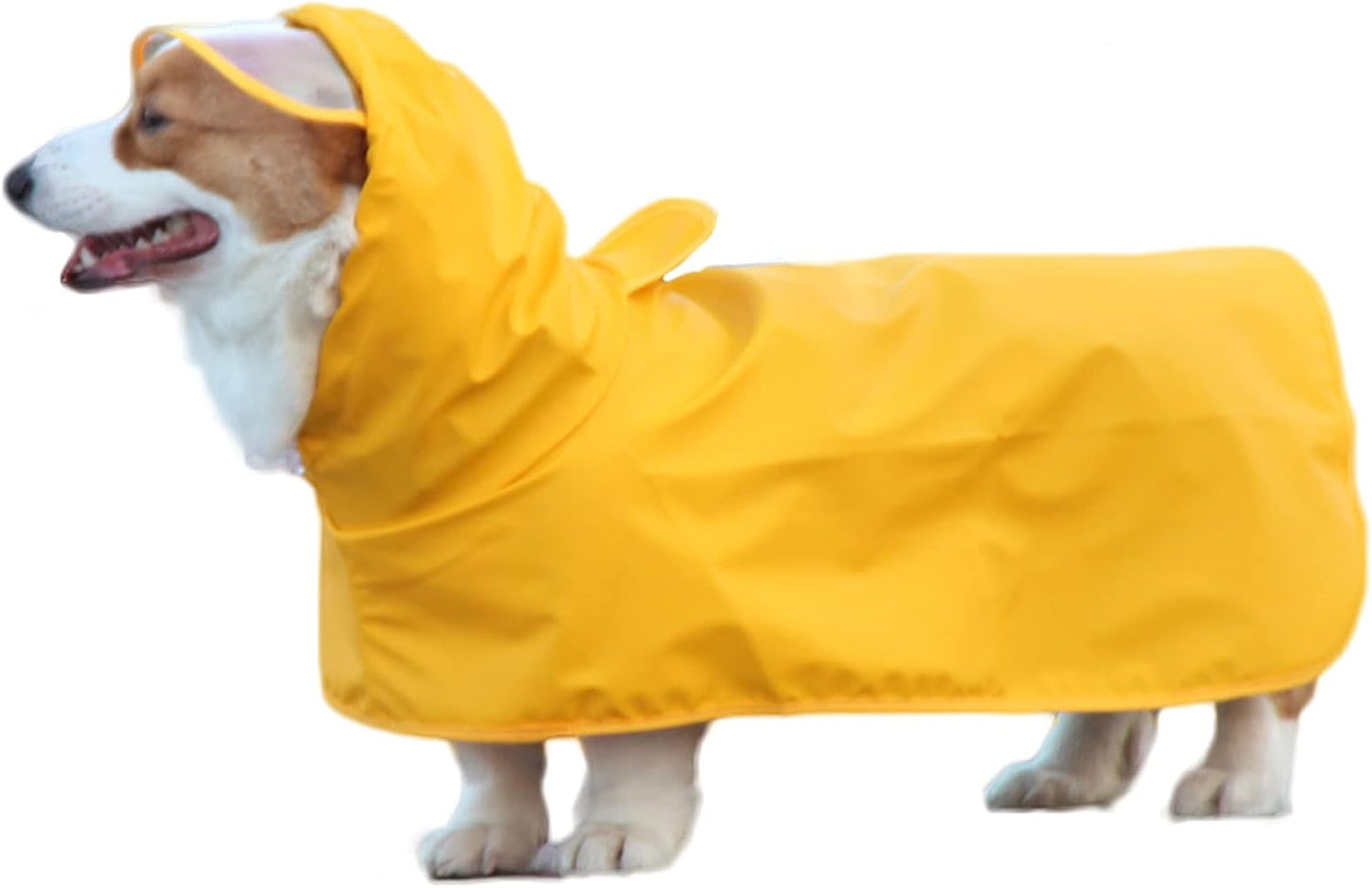 Waterproof Dog Raincoat Hooded Poncho for Large Dogs Yellow L-XXL | waterproof polyester, adjustable hood with buckle, leash-friendly harness opening, lightweight & portable for travel