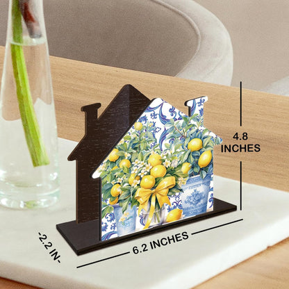 Summer Lemon Napkin Holder for Table Decor Mediterranean Italian Tuscan Lemon Wooden Napkin Holder for Home Kitchen Dining Room Decoration