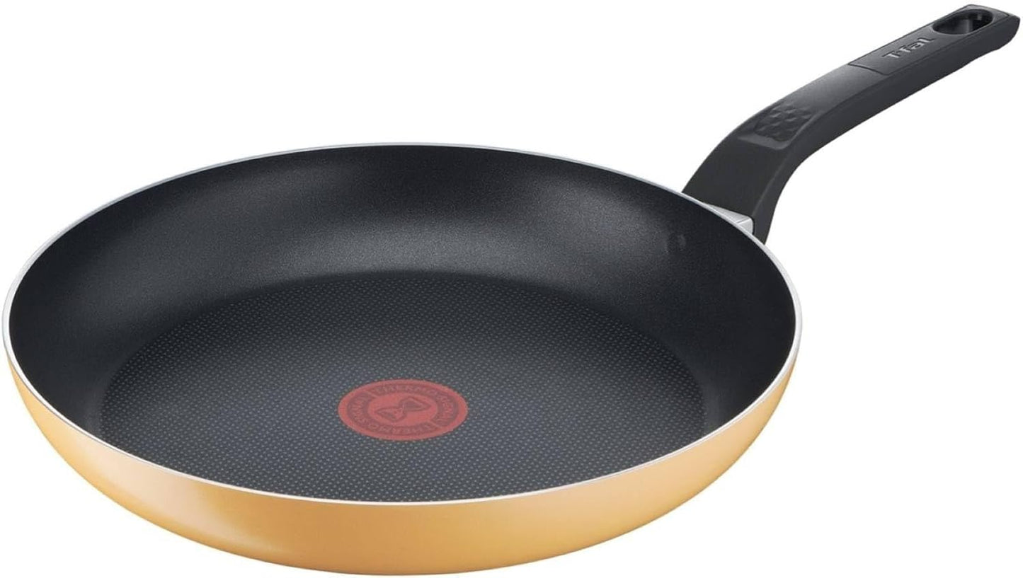 T-fal B56106 Frying Pan, 10.6 inches (27 cm), Gas Flame Compatible, Marigold Yellow Frying Pan, Non-Stick, Yellow