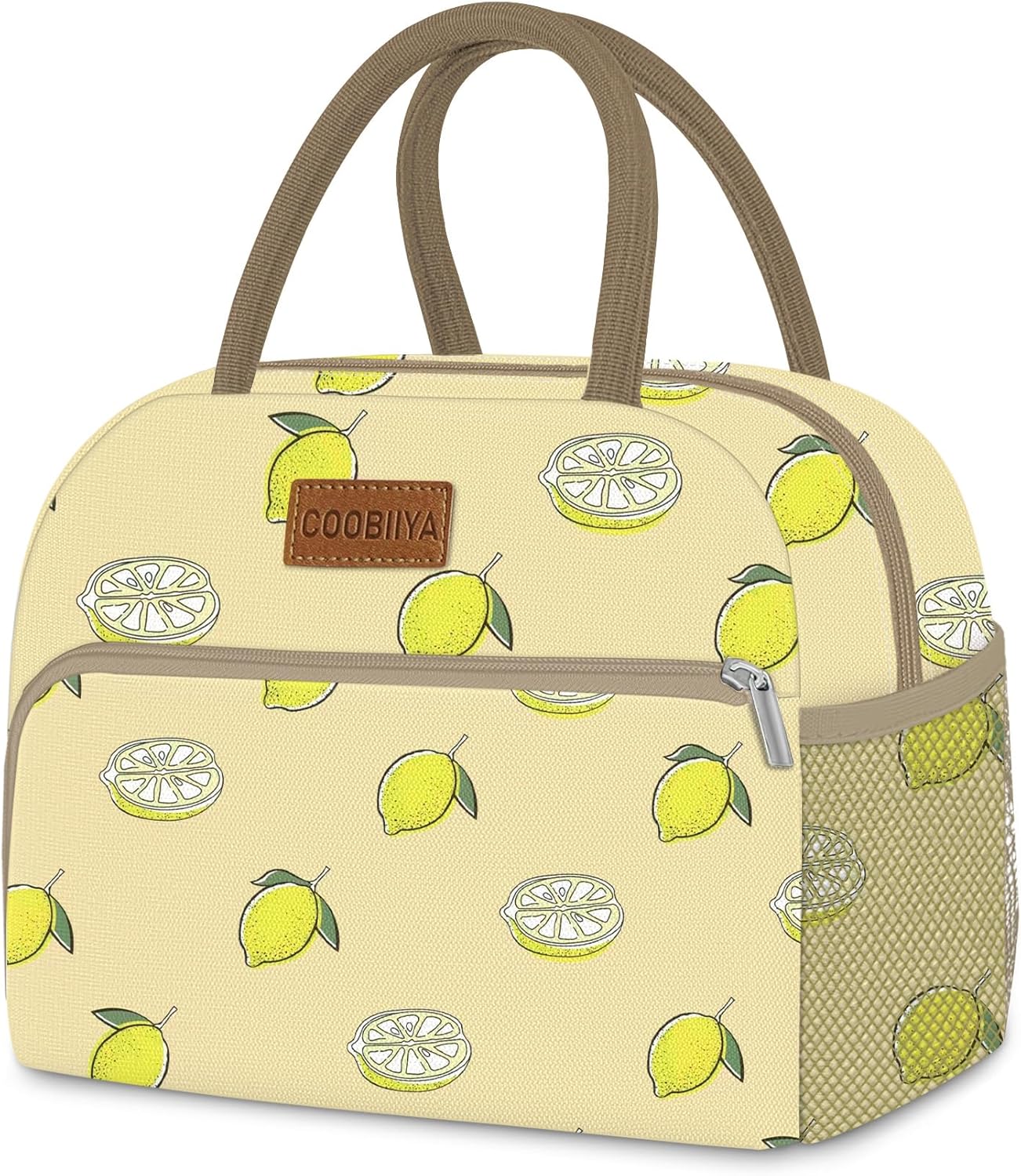 Lunch Bag for Women Men, Cute Lunch Tote Bags Insulated Reusable LunchBox Large Capacity Cooler Bag for Work Travel Picnic Green white