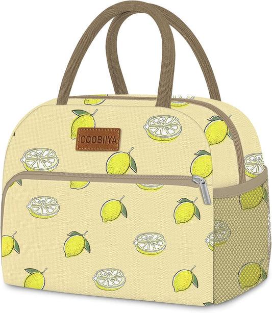 Lunch Bag for Women Men, Cute Lunch Tote Bags Insulated Reusable LunchBox Large Capacity Cooler Bag for Work Travel Picnic Green white