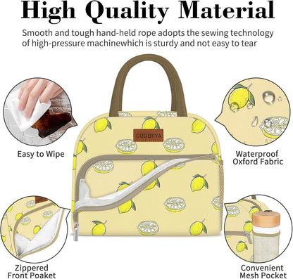Lunch Bag for Women Men, Cute Lunch Tote Bags Insulated Reusable LunchBox Large Capacity Cooler Bag for Work Travel Picnic Green white