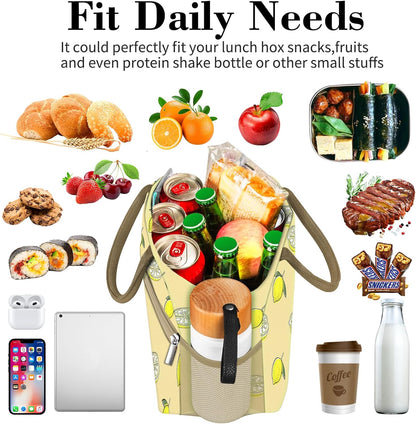 Lunch Bag for Women Men, Cute Lunch Tote Bags Insulated Reusable LunchBox Large Capacity Cooler Bag for Work Travel Picnic Green white