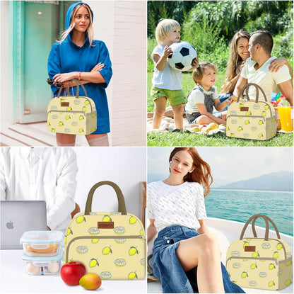 Lunch Bag for Women Men, Cute Lunch Tote Bags Insulated Reusable LunchBox Large Capacity Cooler Bag for Work Travel Picnic Green white