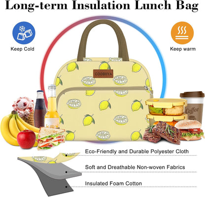 Lunch Bag for Women Men, Cute Lunch Tote Bags Insulated Reusable LunchBox Large Capacity Cooler Bag for Work Travel Picnic Green white
