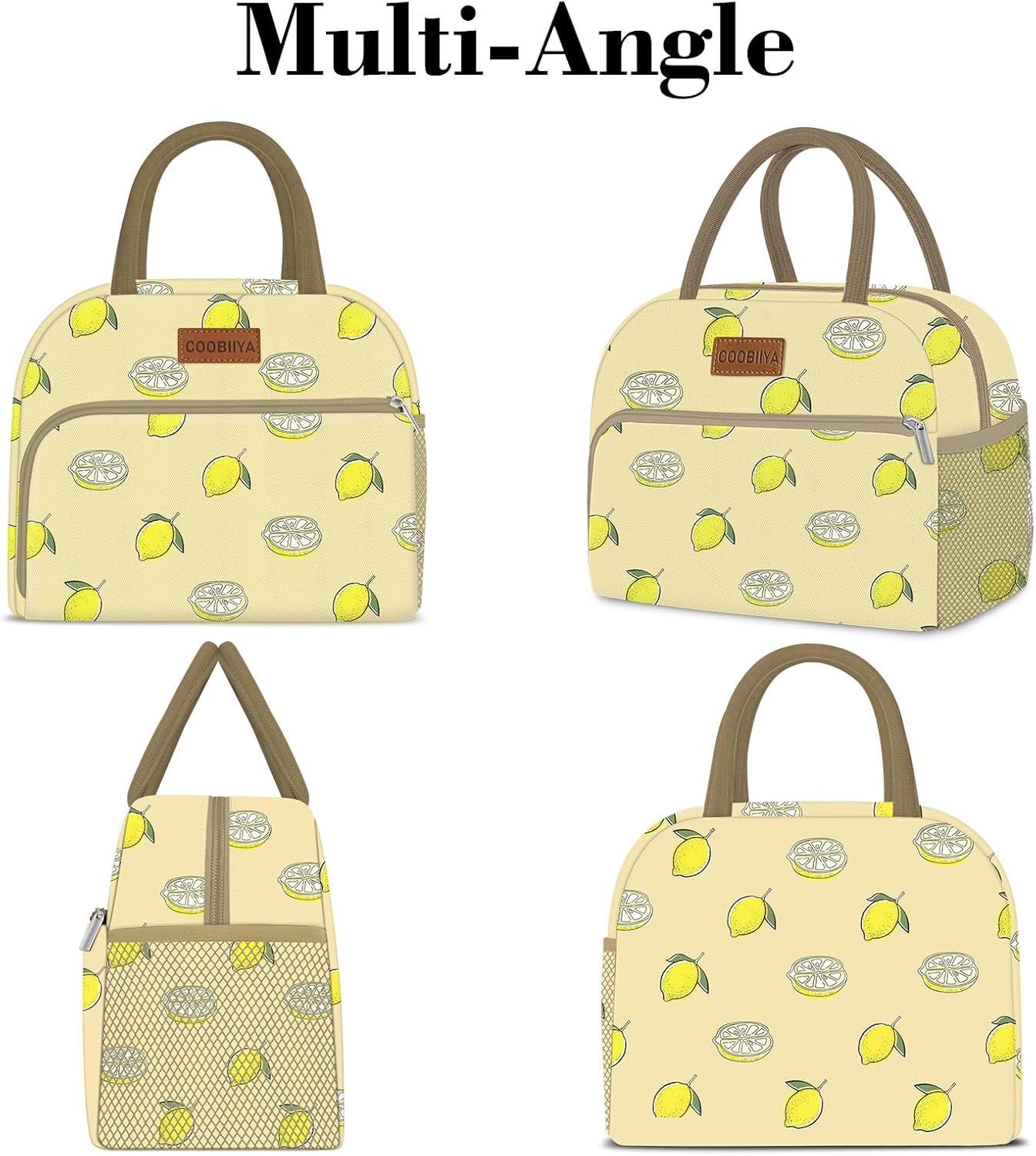 Lunch Bag for Women Men, Cute Lunch Tote Bags Insulated Reusable LunchBox Large Capacity Cooler Bag for Work Travel Picnic Green white