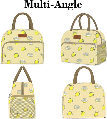 Lunch Bag for Women Men, Cute Lunch Tote Bags Insulated Reusable LunchBox Large Capacity Cooler Bag for Work Travel Picnic Green white