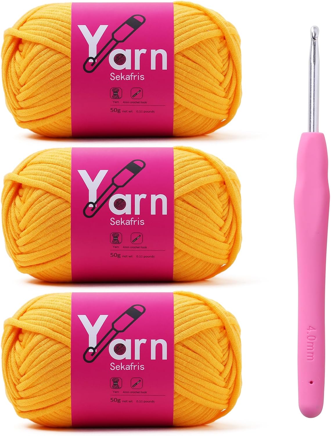 Crochet Yarn 150g/163.5yds Cotton Yarn for Crocheting - Beginner-Friendly with Easy-to-See Stitches - Chunky Cotton-Nylon Blend (Golden Yellow)