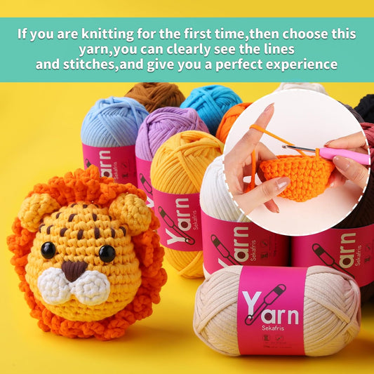 Crochet Yarn 150g/163.5yds Cotton Yarn for Crocheting - Beginner-Friendly with Easy-to-See Stitches - Chunky Cotton-Nylon Blend (Golden Yellow)