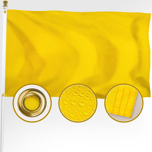Premium Nylon Solid Yellow Flag 3x5 Outdoor, Double Sided Heavy Duty 210D Nylon Plain Yellow Flags, Long Lasting Blank Color Banner to Decorate for DIY, Cheer, Competition, Capture the Flag