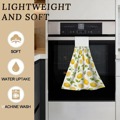 Lemon Kitchen Hand Towels with Hanging Loops Absorbent Dish Towel, Drying Hanging Towels for Home Kitchen Bathroom