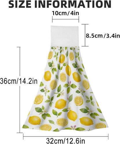Lemon Kitchen Hand Towels with Hanging Loops Absorbent Dish Towel, Drying Hanging Towels for Home Kitchen Bathroom
