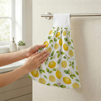 Lemon Kitchen Hand Towels with Hanging Loops Absorbent Dish Towel, Drying Hanging Towels for Home Kitchen Bathroom