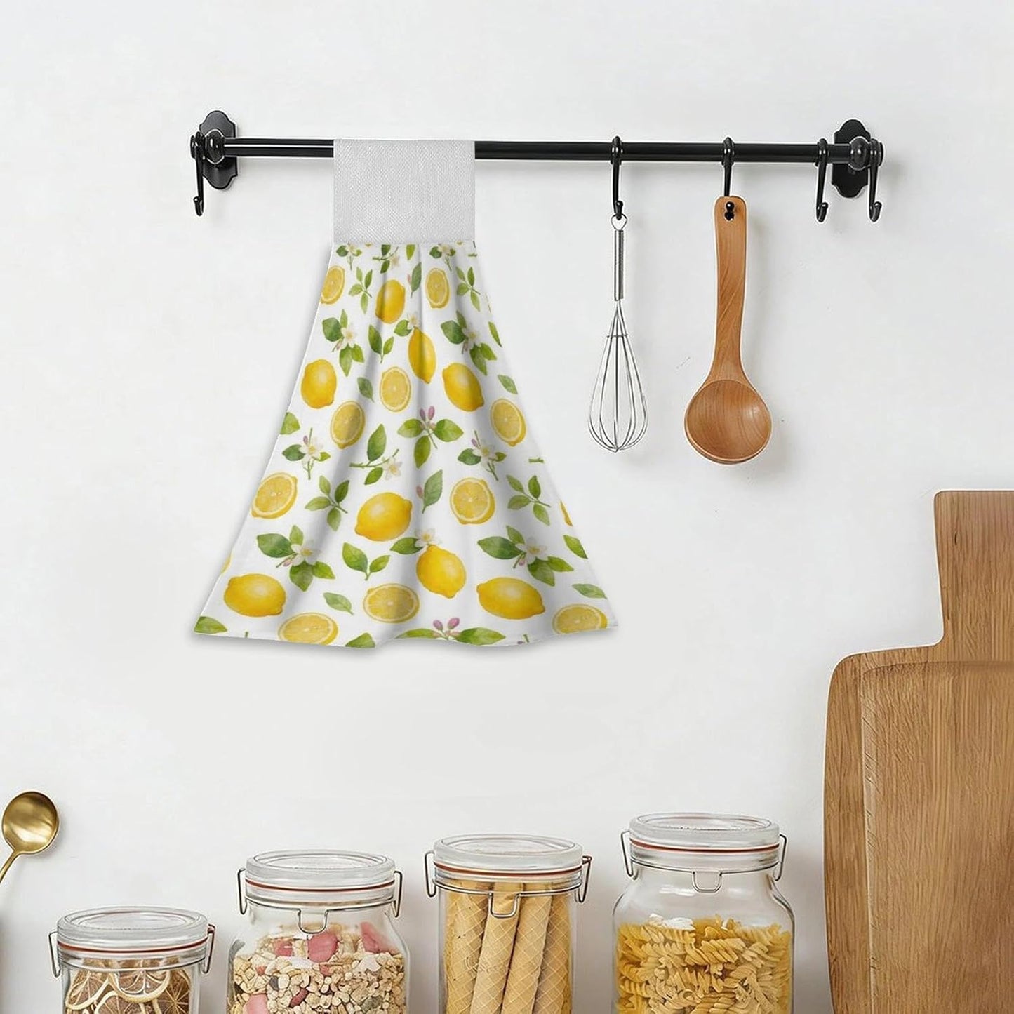 Lemon Kitchen Hand Towels with Hanging Loops Absorbent Dish Towel, Drying Hanging Towels for Home Kitchen Bathroom