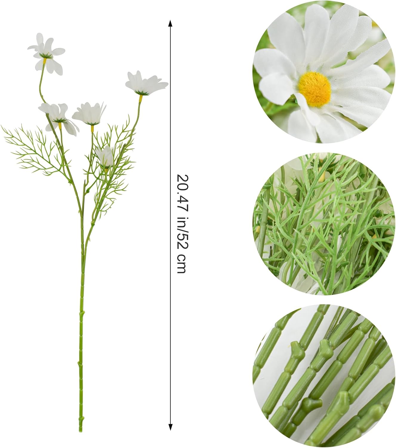 Artificial Daisy Flowers 12Pcs Artificial Flowers Silk Daisies with Stems Real Look for Home Wedding Garden Vase Decor (White+Yellow)