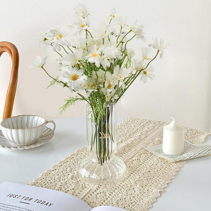 Artificial Daisy Flowers 12Pcs Artificial Flowers Silk Daisies with Stems Real Look for Home Wedding Garden Vase Decor (White+Yellow)