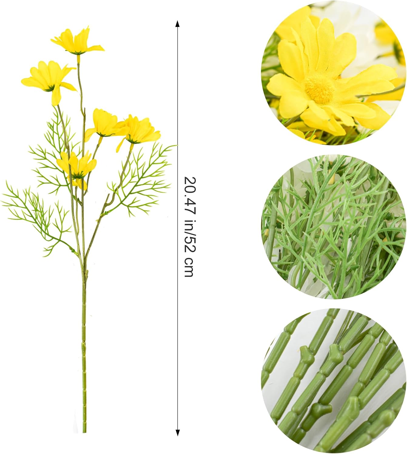Artificial Daisy Flowers 12Pcs Artificial Flowers Silk Daisies with Stems Real Look for Home Wedding Garden Vase Decor (White+Yellow)