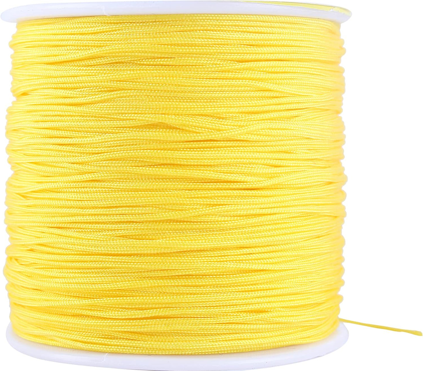 0.8mm Braided Nylon Bracelet Making String Cord, Trim Thread for Chinese Knotting, Kumihimo, Beading, Macramé, Jewelry Making, Sewing, Yellow