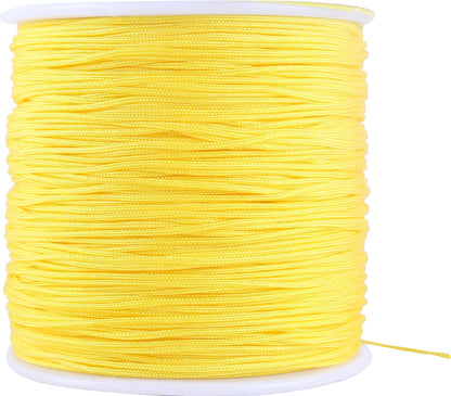 0.8mm Braided Nylon Bracelet Making String Cord, Trim Thread for Chinese Knotting, Kumihimo, Beading, Macramé, Jewelry Making, Sewing, Yellow
