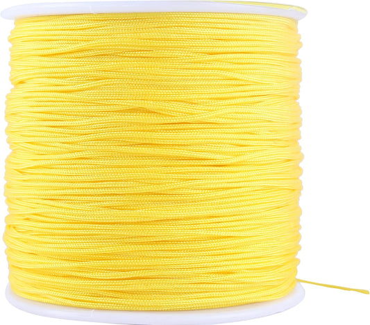 0.8mm Braided Nylon Bracelet Making String Cord, Trim Thread for Chinese Knotting, Kumihimo, Beading, Macramé, Jewelry Making, Sewing, Yellow