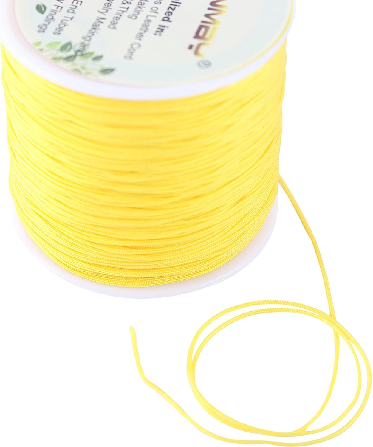 0.8mm Braided Nylon Bracelet Making String Cord, Trim Thread for Chinese Knotting, Kumihimo, Beading, Macramé, Jewelry Making, Sewing, Yellow