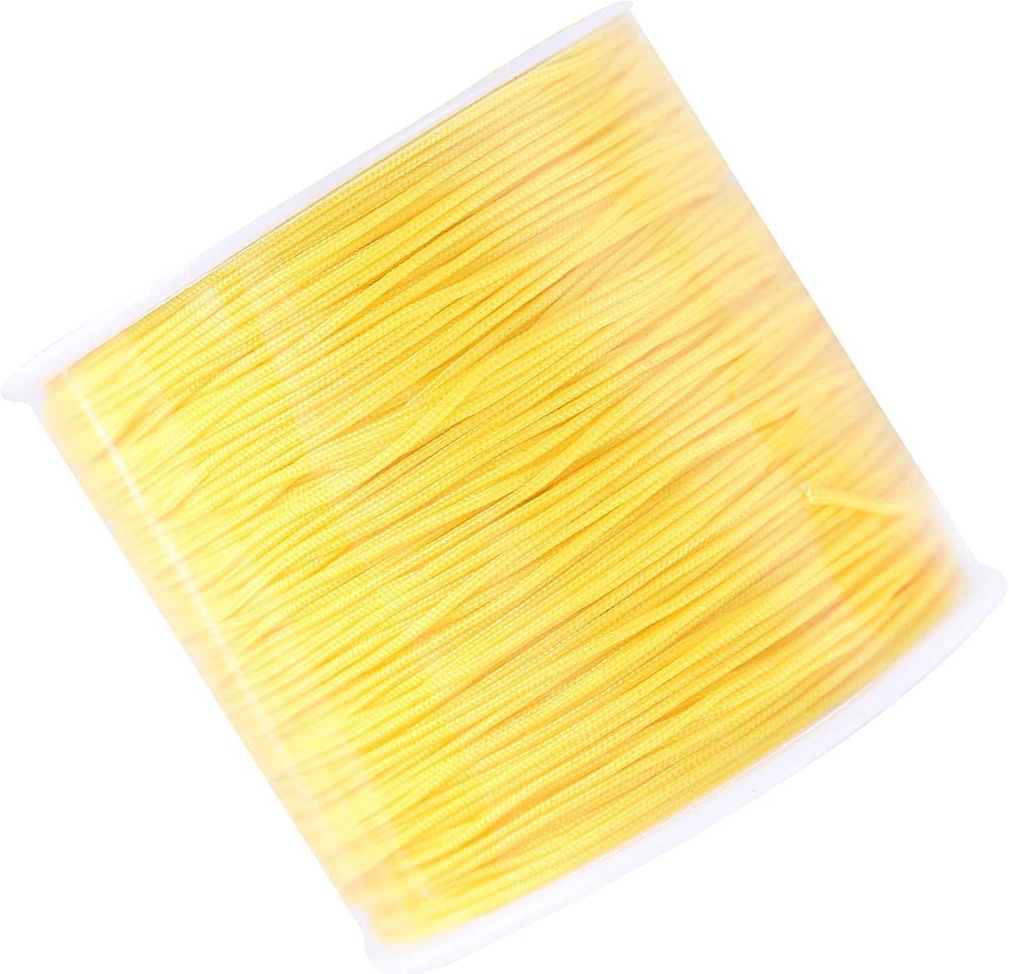 0.8mm Braided Nylon Bracelet Making String Cord, Trim Thread for Chinese Knotting, Kumihimo, Beading, Macramé, Jewelry Making, Sewing, Yellow