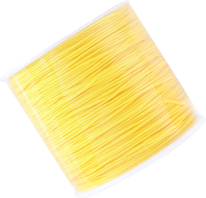 0.8mm Braided Nylon Bracelet Making String Cord, Trim Thread for Chinese Knotting, Kumihimo, Beading, Macramé, Jewelry Making, Sewing, Yellow