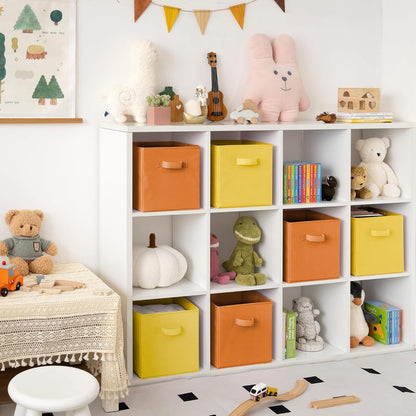 11 Inch Cube Storage Bins, Cube Storage Organizer, Fabric Storage Bins with Handle, Storage Cubes for Shelves, Closet, 3 Yellow & 3 Orange, 6-Pack
