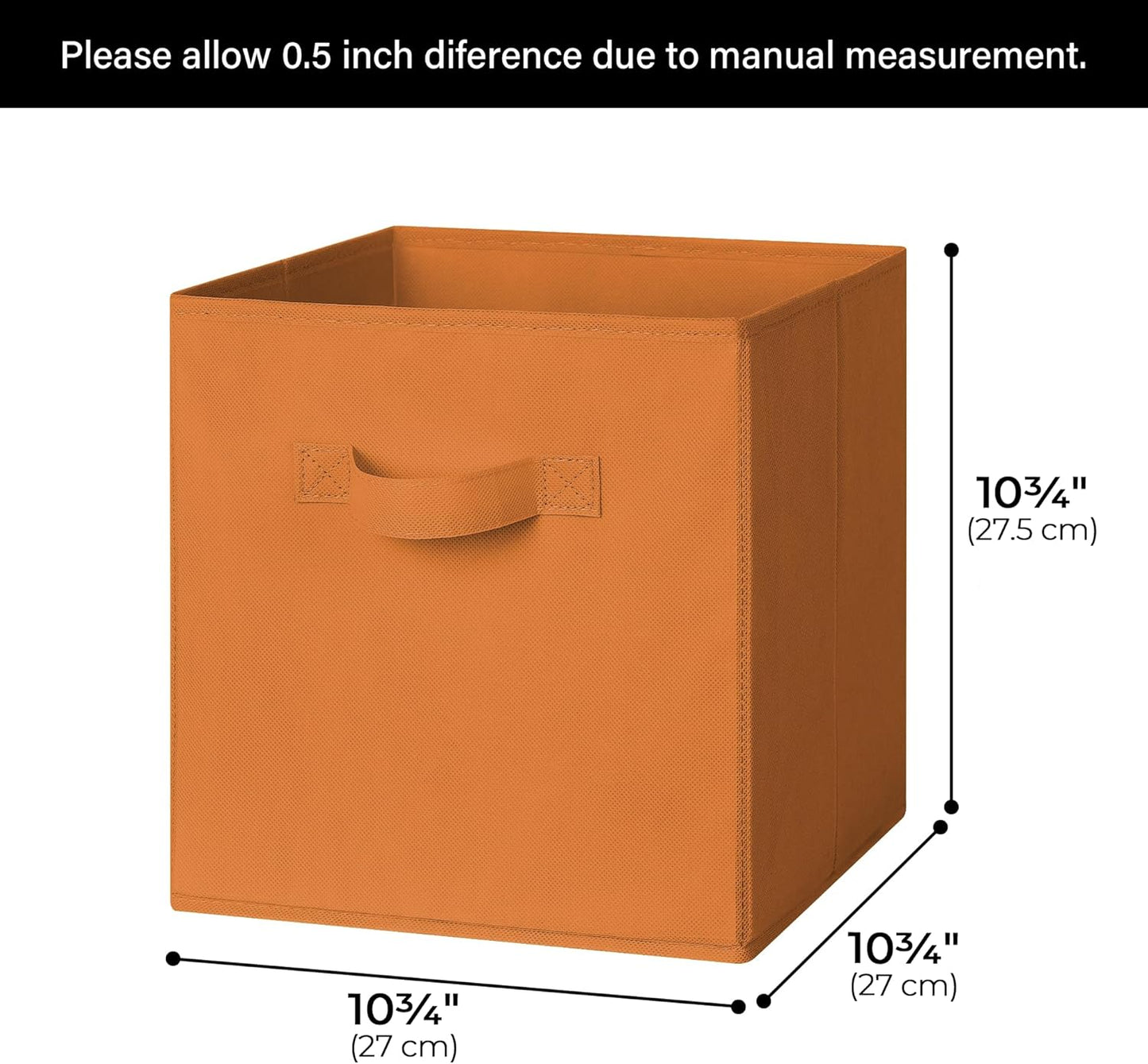 11 Inch Cube Storage Bins, Cube Storage Organizer, Fabric Storage Bins with Handle, Storage Cubes for Shelves, Closet, 3 Yellow & 3 Orange, 6-Pack