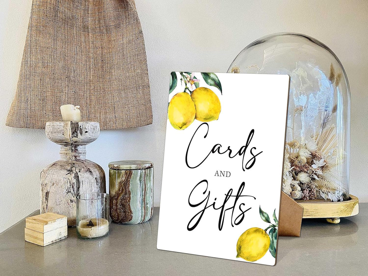 Lemon Bridal Shower Sign, Cards and Gifts, 8×11 Wooden Sign with Stand, Lemon Party Decorations, Bridal Shower Decorations - LP039