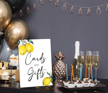 Lemon Bridal Shower Sign, Cards and Gifts, 8×11 Wooden Sign with Stand, Lemon Party Decorations, Bridal Shower Decorations - LP039