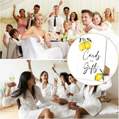 Lemon Bridal Shower Sign, Cards and Gifts, 8×11 Wooden Sign with Stand, Lemon Party Decorations, Bridal Shower Decorations - LP039