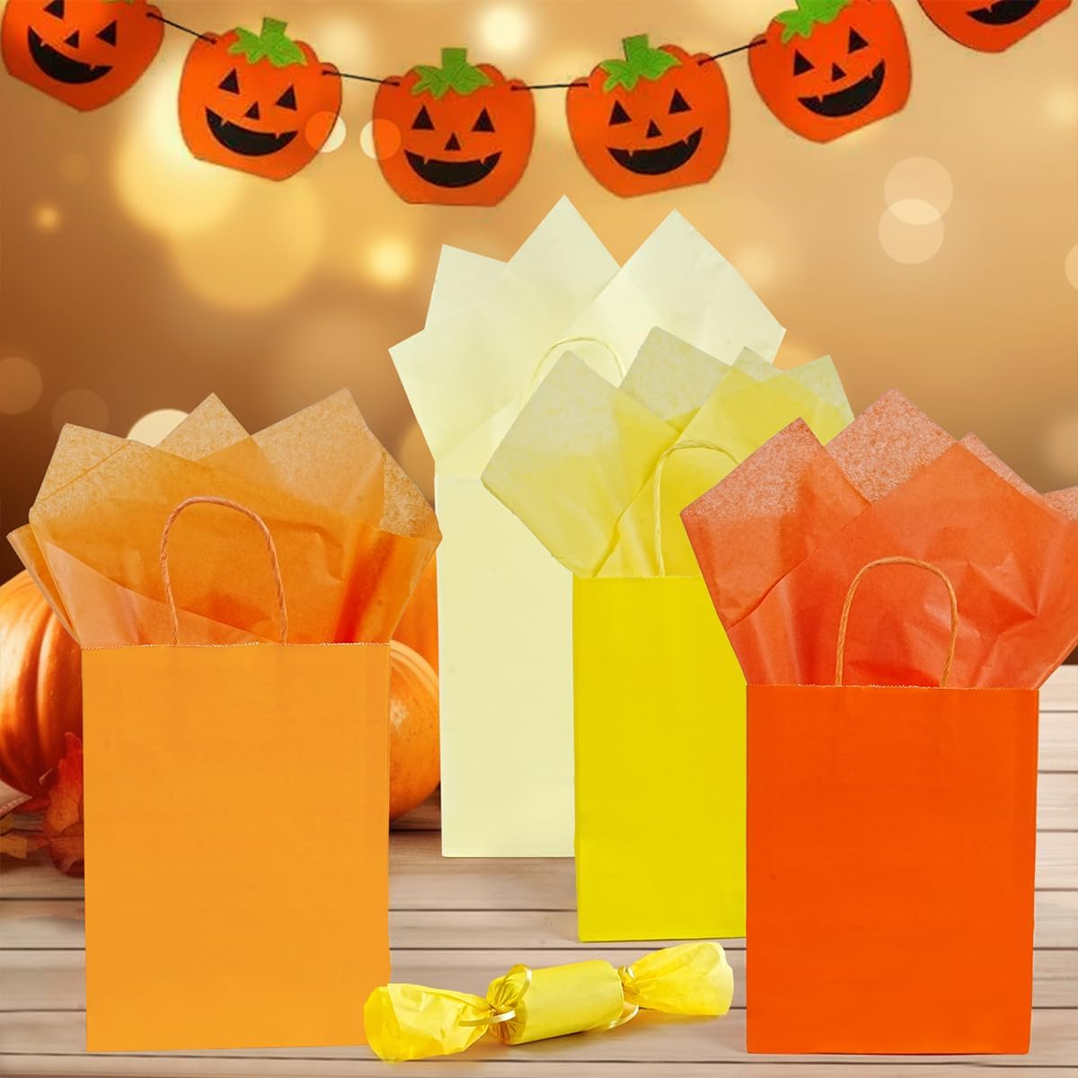 120 Sheets Orange Yellow Tissue Paper, 14 × 20” Gift Tissue Paper Bulk for Gift Bags Packaging DIY Crafts Wrapping, Gift Wrapping Tissue for Birthday Party Halloween Fall Easter Thanksgiving
