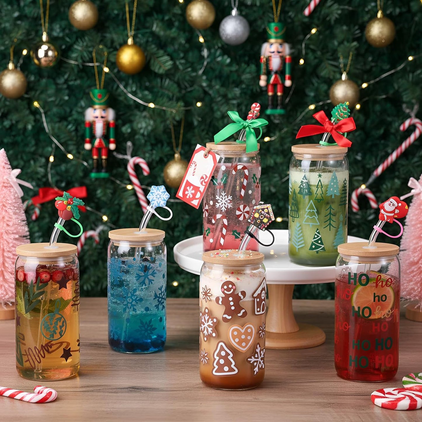 6 Set Lemon Glass Cups 16 oz Summer Drinking Tumbler with Lid Straw and Stopper Can Shaped Beer Iced Coffee Cup Appreciation Gifts with Cards and Bow for Summer Party Favor Decorations