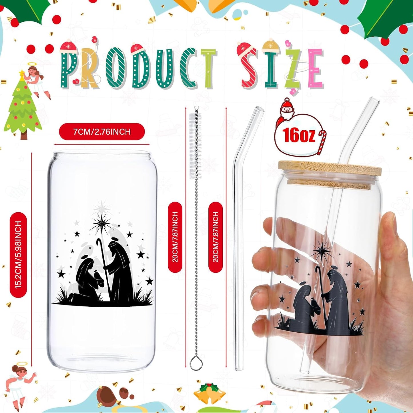 6 Set Lemon Glass Cups 16 oz Summer Drinking Tumbler with Lid Straw and Stopper Can Shaped Beer Iced Coffee Cup Appreciation Gifts with Cards and Bow for Summer Party Favor Decorations