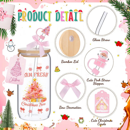 6 Set Lemon Glass Cups 16 oz Summer Drinking Tumbler with Lid Straw and Stopper Can Shaped Beer Iced Coffee Cup Appreciation Gifts with Cards and Bow for Summer Party Favor Decorations
