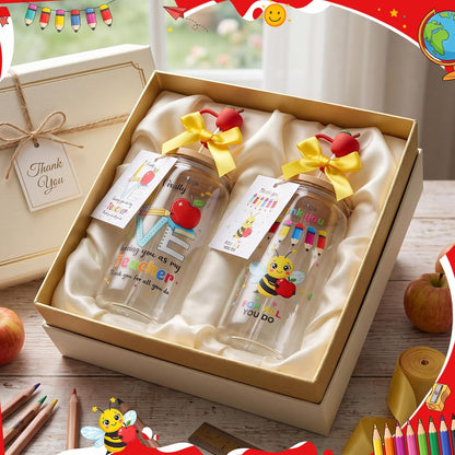 6 Set Lemon Glass Cups 16 oz Summer Drinking Tumbler with Lid Straw and Stopper Can Shaped Beer Iced Coffee Cup Appreciation Gifts with Cards and Bow for Summer Party Favor Decorations