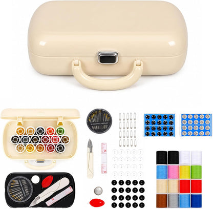 Yellow Sewing Project Kit, 135 Pcs Family Sewing Supplies Repair Kit Traveler Sewing Kit Sewing Thread Accessories DIY Sewing Supplies Organizer (Yellow)