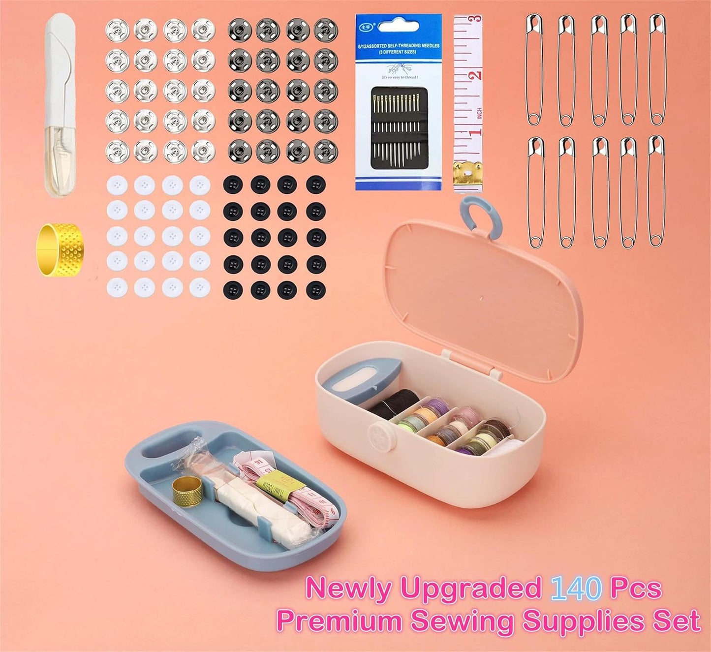 Yellow Sewing Project Kit, 135 Pcs Family Sewing Supplies Repair Kit Traveler Sewing Kit Sewing Thread Accessories DIY Sewing Supplies Organizer (Yellow)
